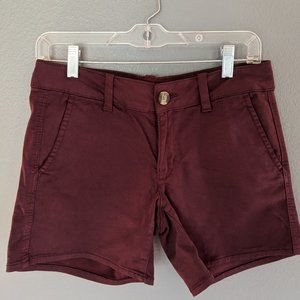 AE Khaki Midi Short - DARK RED
